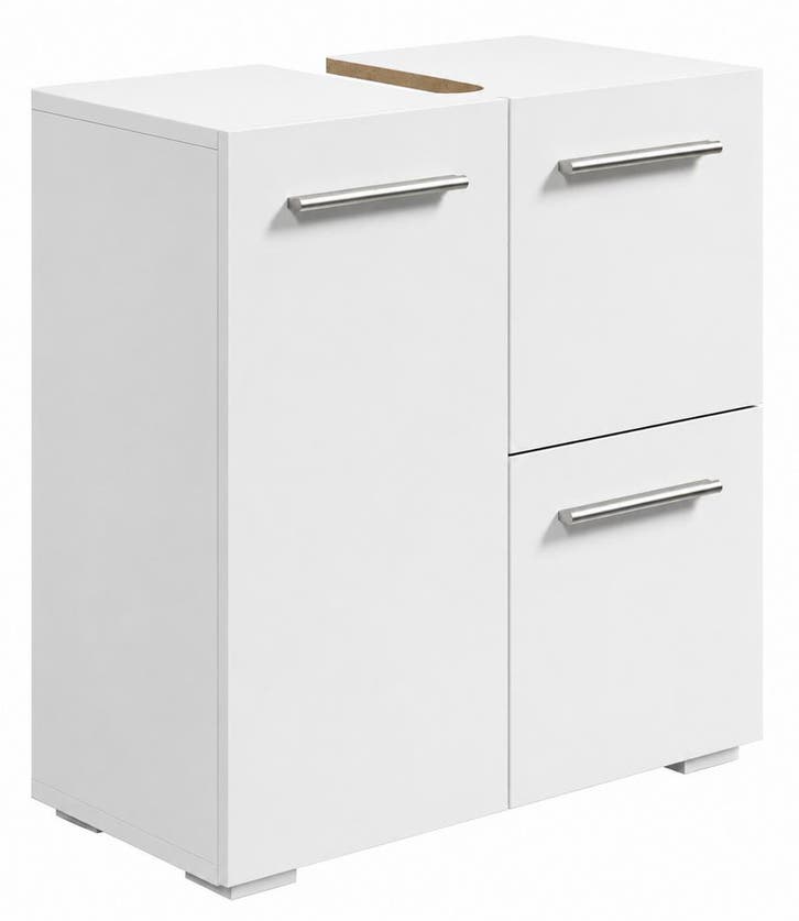 Wastafelkast Mars 60 x 30 x 60 cm Mat wit Badkamerkast, Huis en Inrichting, Badkamer | Badkamermeubels, Nieuw, Wastafelkast, Verzenden