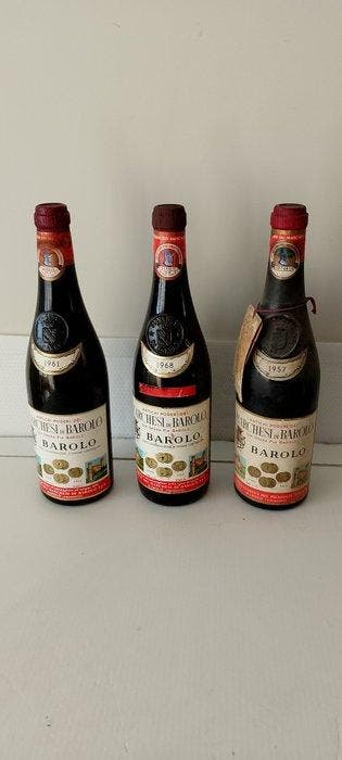 1957 , 1961 & 1968 Marchesi di Barolo - Barolo - 3 Flessen, Nieuw