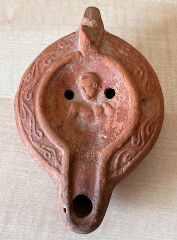 Oud-Romeins, Keizerrijk Terracotta Romeinse olielamp (Zonder, Antiek en Kunst