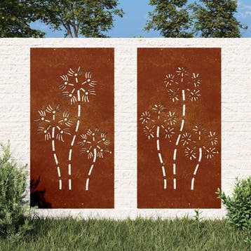 vidaXL Wanddecoratie tuin 2 st bloemenontwerp 105x55 cm, Verzenden, Nieuw