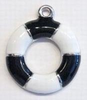 Per stuk Metalen hanger boei met zwart/witte epoxy 30 mm, Ophalen of Verzenden, Nieuw, Bedel