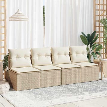 vidaXL 2-delige Loungeset met kussens poly rattan acacia, Verzenden, Nieuw, Loungeset
