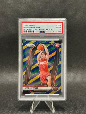 2023/24 Panini Prizm Reed Sheppard Blue Yellow Green Choice, Nieuw
