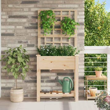 vidaXL Plantenbak Beige 71 x 38 x 152 cm Massief Vurenhout, Tuin en Terras, Verzenden, Minder dan 60 cm, Nieuw, 60 cm of meer