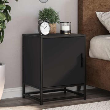 vidaXL Nachtkastje 40x31x50 cm bewerkt hout en metaal zwart, Huis en Inrichting, Slaapkamer | Nachtkastjes, Verzenden, Nieuw, Hout