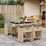 vidaXL 5-delige Tuinset met kussens poly rattan gemengd, Verzenden, Nieuw, 4 zitplaatsen, Tuinset