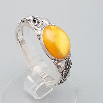 Zilver, Art Nouveau, Butterscotch Amber - Armband, Antiek en Kunst