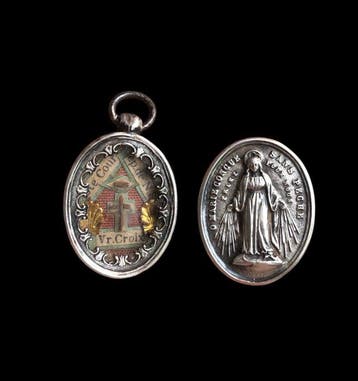 Reliekhouder - Zilver, Glas, Textiel - 1850-1900 - Heilige