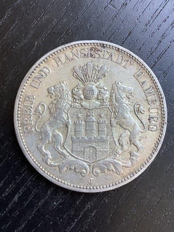 Duitsland, keizerrijk 5 Mark 1908 / Hamburg (Zonder