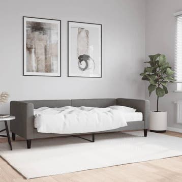 vidaXL Slaapbank met matras 80x200 cm stof donkergrijs, Huis en Inrichting, Eenpersoons, Verzenden, Nieuw, 80 cm