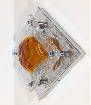 attr. Mazzega - Wandlamp - Murano-glas - gechromen staal -