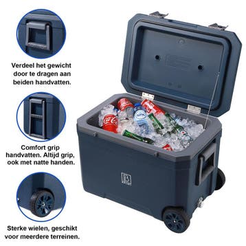 Brisby Verrijdbare Koelbox - Frigobox - 45 Liter BLAUW SET, Caravans en Kamperen, Ophalen of Verzenden, Nieuw, Koelbox, Koelelement