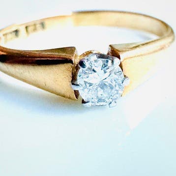 Zonder minimumprijs - Ring - 18 karaat Geel goud - 0.17ct., Nieuw