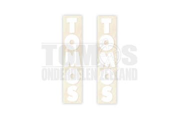 Tomos Sticker voorvork onderpoot wit 2 stuks 7.5x1.5cm or..., Ophalen of Verzenden, Nieuw, Tomos