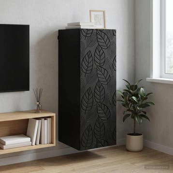 vidaXL Wandkast 33 x 34,5 x 90 cm Bewerkt hout Zwart, Huis en Inrichting, Kasten | Overige, Verzenden, Nieuw