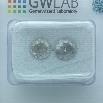 Zonder minimumprijs - 2 pcs Diamant (Natuurlijk) - 1.83 ct -, Nieuw