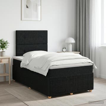 vidaXL Boxspringbed met matras met hoofdeinde Zwart 120 x, Verzenden, Nieuw, Twijfelaar, Zwart