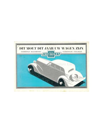 1934 CHEVROLET MASTER PROGRAMMA BROCHURE NEDERLANDS, Nieuw, Chevrolet, Author