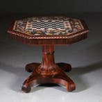 schaaktafel  centertable ca 1840 met pietra dura blad op Pal, Ophalen of Verzenden