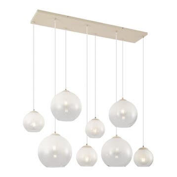 Art Deco hanglamp beige met wit glas 8-lichts - Sandra, Huis en Inrichting, Verzenden, Nieuw, Art Deco