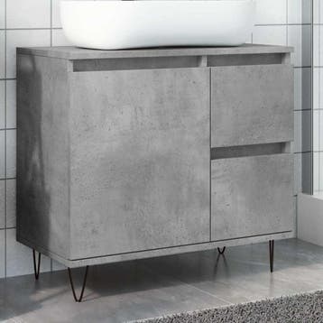 vidaXL Badkamerkast 65x33x60 cm bewerkt hout betongrijs, Huis en Inrichting, Badkamer | Badkamermeubels, Verzenden, Nieuw, (Half)hoge kast