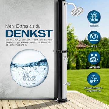 Buitendouche - Tuindouche - Zonneenergie - 20L - Zilver - Ti, Verzenden, Zo goed als nieuw