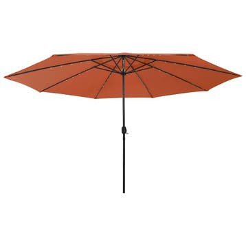 vidaXL Parasol met LED-verlichting 400 cm terracottakleurig, Verzenden, Nieuw, Meer dan 4 meter