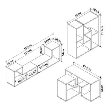 Modulair meubelset Hustersurd 2-delig eikenkleurig [en.casa], Huis en Inrichting, Tafels | Salontafels, Verzenden, Nieuw