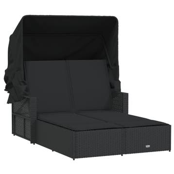 Poly Rattan Ligbed XL | Zwart | Laatste Stuk!, Tuin en Terras, Ophalen of Verzenden, Zo goed als nieuw, Wicker, Verstelbaar