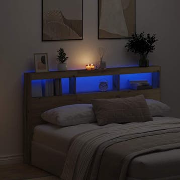 vidaXL Hoofdbordkast met LED artisan 180x17x102 cm, Verzenden, Nieuw, Bruin, Hout