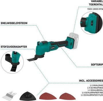 2dekans | VONROC Accu Multitool 20V - met schraapmes,, Doe-het-zelf en Verbouw, Gereedschap | Schuurmachines, Ophalen of Verzenden