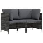 vidaXL Tuinbank 2-zits met kussens poly rattan grijs, Tuin en Terras, Tuinsets en Loungesets, Verzenden, Nieuw
