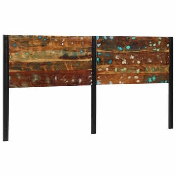 vidaXL Hoofdeinde 200 cm massief gerecycled en ijzer, Verzenden, Nieuw, Bruin, Hout