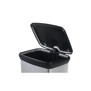 Rechthoekige pedaalemmer Decobin 50 ltr - zilver/Zwart, Huis en Inrichting, Verzenden, Nieuw