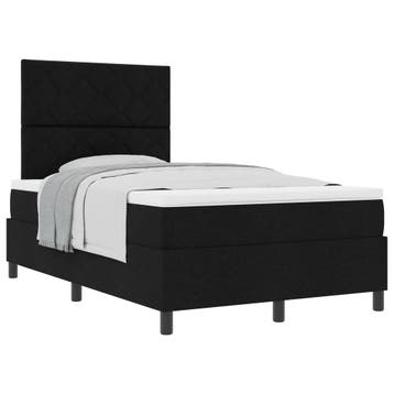 vidaXL Boxspringbed met kussen met hoofdeinde Zwart 120 x, Verzenden, Zwart, Nieuw, Twijfelaar