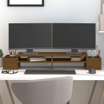 vidaXL Monitorstandaard 100x27,5x15 cm massief grenenhout, Verzenden, Nieuw