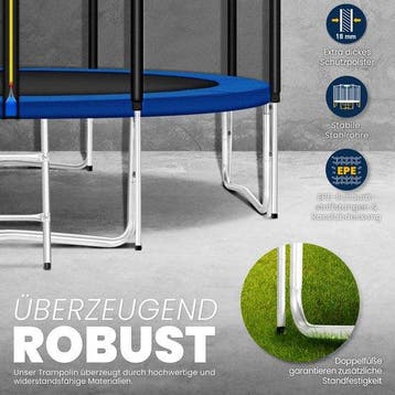 Trampoline - Met veiligheidsnet - 366 cm - Tot 150 kg - Blau, Verzenden, Zo goed als nieuw