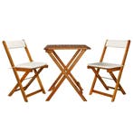 vidaXL 3-delige Bistroset inklapbaar met kussens massief, Verzenden, Nieuw, Hout, 3 zitplaatsen