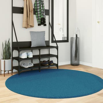 vidaXL Vloerkleed OVIEDO laagpolig Ø 160 cm turquoise, Verzenden, Nieuw, Blauw