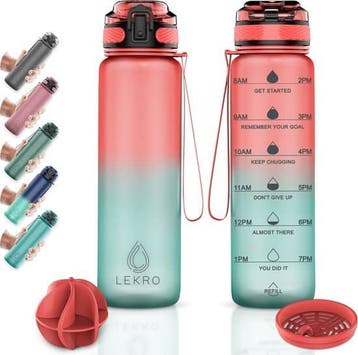 Lekro Waterfles Motivatie - Motiverende Drinkfles met, Huis en Inrichting, Keuken | Tupperware, Ophalen of Verzenden, Zo goed als nieuw
