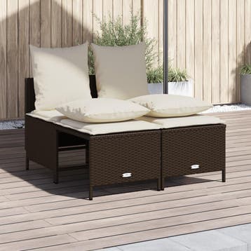 vidaXL 4-delige Loungeset met kussens poly rattan bruin, Verzenden, Nieuw, Loungeset