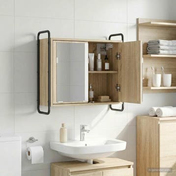 vidaXL Hangend Badkamerkast Sonoma Eiken 64 x 20 x 56,5 cm, Verzenden, Nieuw