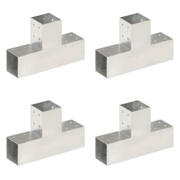 vidaXL Paalverbindingen 4 st T-vorm 81x81 mm gegalvaniseerd, Tuin en Terras, Verzenden, Nieuw