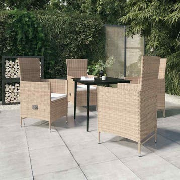 vidaXL 5-delige Tuinset met kussens beige, Verzenden, Nieuw, 4 zitplaatsen, Tuinset