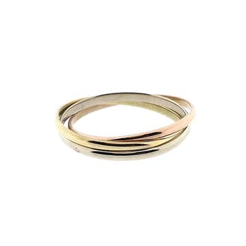 Tricolor gouden trinity ring, Sieraden, Tassen en Uiterlijk, Ringen, Gebruikt, Ophalen of Verzenden, Kleiner dan 17, Dame
