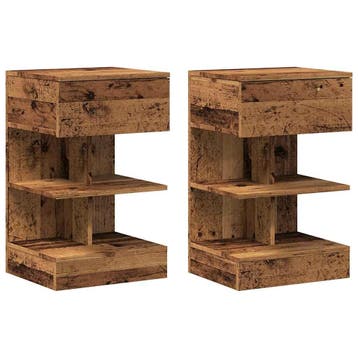 vidaXL Nachtkastjes 2 st 40x35x65 cm bewerkt hout oud, Verzenden, Nieuw, Hout