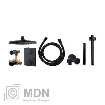 Inbouw regendouche set rond type 301 mat zwart (20cm), Verzenden, Nieuw