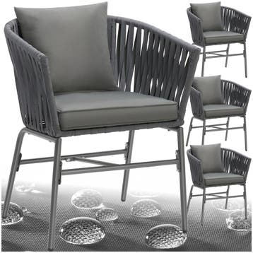 Stoelset Valeiras in rope-design, dikke kussens, 60x61x77cm, Tuin en Terras, Verzenden, Nieuw