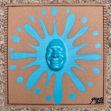 gregos - Blue light smiling splash on paperboard