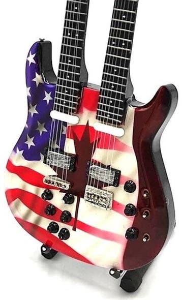 Miniatuur replica double neck gitaar - Amerikaanse vlag, Verzamelen, Muziek, Artiesten en Beroemdheden, Ophalen of Verzenden, Nieuw